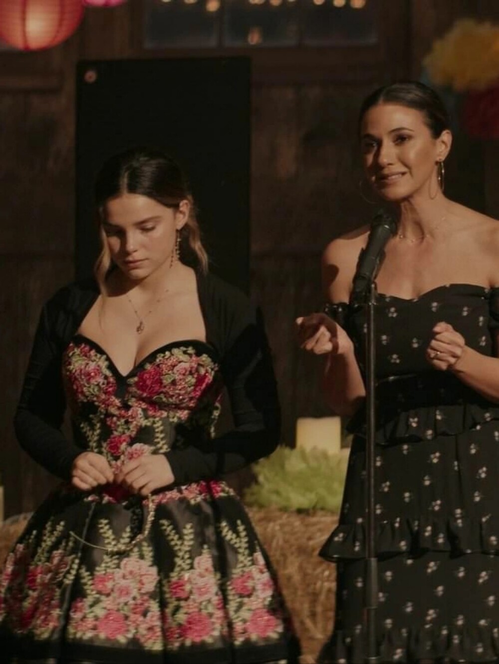Wayf Black Floral Ruffle Maxi Dress